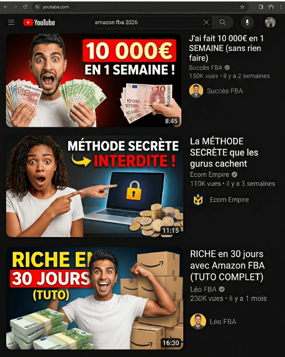 Vidéos e-commerce putaclic sur YouTube